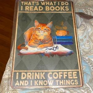 8x10 DECORATIVE ART VINTAGE CAT TIN!!